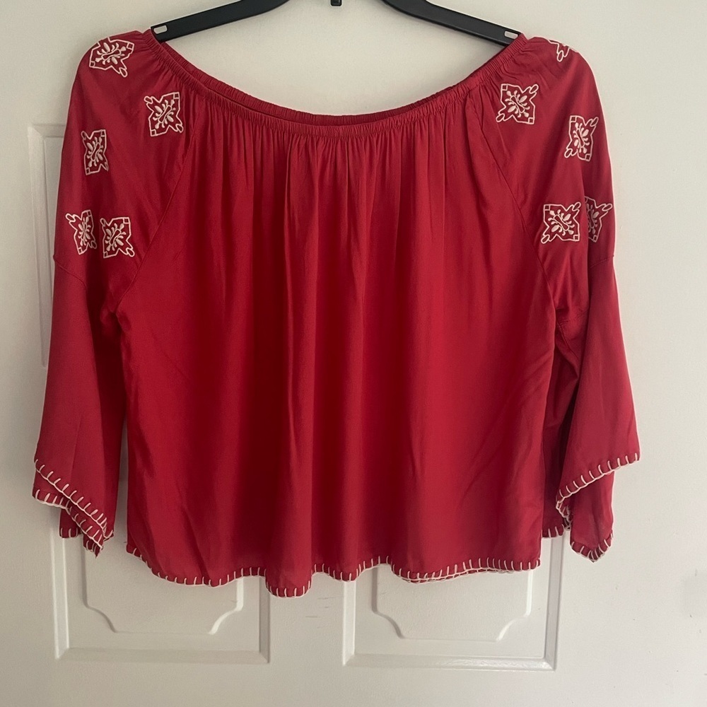 Ariat Kristine Top Brandy Apple Size Small Embroidered Western Flare Sleeve Boho